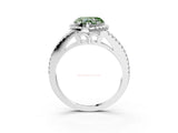 White gold Fancy Green Heart Cut Diamond Halo Split Shank Engagement Ring_78