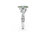 White gold Fancy Green Heart Cut Diamond  Halo Twist Band Solitaire Prong Setting Ring_14