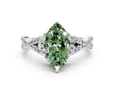 White gold Fancy Green Heart Cut Diamond  Halo Twist Band Solitaire Prong Setting Ring_25
