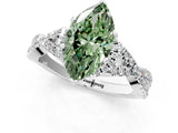White gold Fancy Green Heart Cut Diamond  Halo Twist Band Solitaire Prong Setting Ring_26