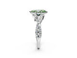 White gold Fancy Green Heart Cut Diamond  Halo Twist Band Solitaire Prong Setting Ring_27