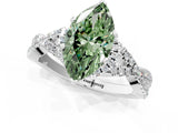White gold Fancy Green Heart Cut Diamond  Halo Twist Band Solitaire Prong Setting Ring_56
