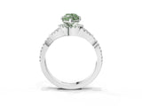 White gold Fancy Green Heart Cut Diamond  Halo Twist Band Solitaire Prong Setting Ring_58