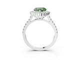 White gold Fancy Green Heart  Cut Diamond Milgrain Floral Halo Engagement Ring with Pavé Band_18