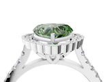 White gold Fancy Green Heart  Cut Diamond Milgrain Floral Halo Engagement Ring with Pavé Band_19
