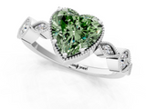 White gold Fancy Green Heart  Cut Diamond Milgrain Marquise Band with Prong Setting_4