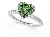 White gold Fancy Green Heart  Cut Diamond Pavé Band Ring with Four-Prong Setting_1