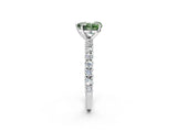White gold Fancy Green Heart Cut Diamond Pavé Band Solitaire Ring with Prong Setting_30