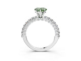 White gold Fancy Green Heart Cut Diamond Pavé Band Solitaire Ring with Prong Setting_32