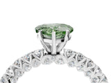 White gold Fancy Green Heart Cut Diamond Pavé Band Solitaire Ring with Prong Setting_33