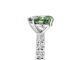White gold Fancy Green Heart Cut Diamond Pavé Band Solitaire Ring with Prong Setting_34