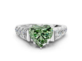 White gold Fancy Green Heart  Cut Diamond Pavé Band Solitaire with Four-Prong Setting_15