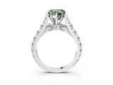 White gold Fancy Green Heart  Cut Diamond Pavé Band Solitaire with Four-Prong Setting_18