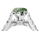 White gold Fancy Green Heart  Cut Diamond Pavé Band Solitaire with Four-Prong Setting_19