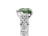 White gold Fancy Green Heart  Cut Diamond Pavé Band Solitaire with Four-Prong Setting_20