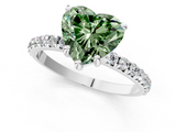 White gold Fancy Green Heart  Cut Diamond Pavé Band Solitaire with Four-Prong Setting_4