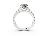 White gold Fancy Green Heart  Cut Diamond Pavé Band Solitaire with Four-Prong Setting_6