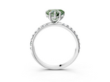 White gold Fancy Green Heart  Cut Diamond Pavé Band Solitaire with Four-Prong Setting_6