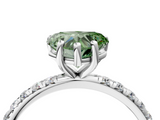 White gold Fancy Green Heart  Cut Diamond Pavé Band Solitaire with Four-Prong Setting_7