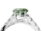 White gold Fancy Green Heart  Cut Diamond Pavé Band Solitaire with Four-Prong Setting_7