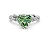 White gold Fancy Green Heart  Cut Diamond Pavé Band with Four-Prong Setting_12