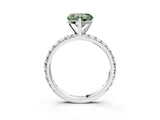 White gold Fancy Green Heart  Cut Diamond Pavé Band with Four-Prong Setting_15