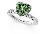 White gold Fancy Green Heart  Cut Diamond Pavé Band with Four-Prong Setting_1