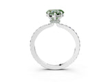 White gold Fancy Green Heart Cut Diamond Pavé Engagement Ring with Round  Accents and Prong Setting_44