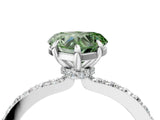 White gold Fancy Green Heart Cut Diamond Pavé Engagement Ring with Round  Accents and Prong Setting_45