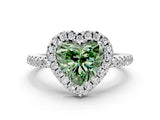 White gold Fancy Green Heart Cut Diamond Pavé Halo Ring with Four-Prong Setting_29