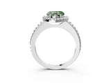 White gold Fancy Green Heart Cut Diamond Pavé Halo Ring with Four-Prong Setting_31