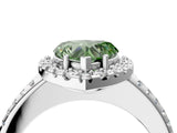 White gold Fancy Green Heart Cut Diamond Pavé Halo Ring with Four-Prong Setting_33