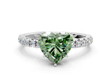 White gold Fancy Green Heart Cut Diamond Pavé Solitaire Engagement Ring with Four-Prong Setting_28