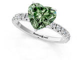 White gold Fancy Green Heart Cut Diamond Pavé Solitaire Engagement Ring with Four-Prong Setting_30