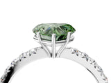 White gold Fancy Green Heart Cut Diamond Pavé Solitaire Engagement Ring with Four-Prong Setting_32