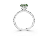 White gold Fancy Green Heart Cut Diamond Pavé Solitaire Ring with Round Band and Prong Setting_15