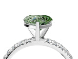 White gold Fancy Green Heart Cut Diamond Pavé Solitaire Ring with Round Band and Prong Setting_16