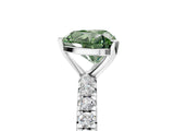 White gold Fancy Green Heart Cut Diamond Pavé Solitaire Ring with Round Band and Prong Setting_17