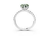 White gold Fancy Green Heart Cut Diamond Pave Band Solitaire Ring with Round  and Prong Setting_80