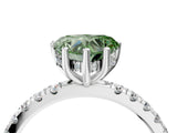White gold Fancy Green Heart Cut Diamond Pave Band Solitaire Ring with Round  and Prong Setting_81