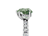 White gold Fancy Green Heart Cut Diamond Pave Band Solitaire Ring with Round  and Prong Setting_82