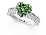 White gold Fancy Green Heart  Cut Diamond Pave Band with Four-Prong Setting_1