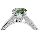 White gold Fancy Green Heart  Cut Diamond Pave Band with Four-Prong Setting_4