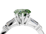 White gold Fancy Green Heart  Cut Diamond Ring with Baguette Side Stones, Channel Set Band, and Four-Prong Setting_4