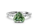 White gold Fancy Green Heart Cut Diamond Ring with Marquise and Round  Side Stones and Four-Prong Setting_41