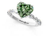 White gold Fancy Green Heart Cut Diamond Ring with Marquise and Round  Side Stones and Four-Prong Setting_42