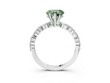 White gold Fancy Green Heart Cut Diamond Ring with Marquise and Round  Side Stones and Four-Prong Setting_44