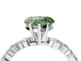 White gold Fancy Green Heart Cut Diamond Ring with Marquise and Round  Side Stones and Four-Prong Setting_45