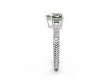 White gold Fancy Green Heart Cut Diamond Ring with Milgrain Pavé Band and Four-Prong Setting_35