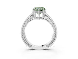 White gold Fancy Green Heart Cut Diamond Ring with Milgrain Pavé Band and Four-Prong Setting_36